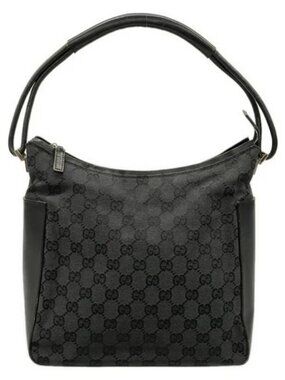 GUCCI GG 13766 Black Jacquard Leather Handbag